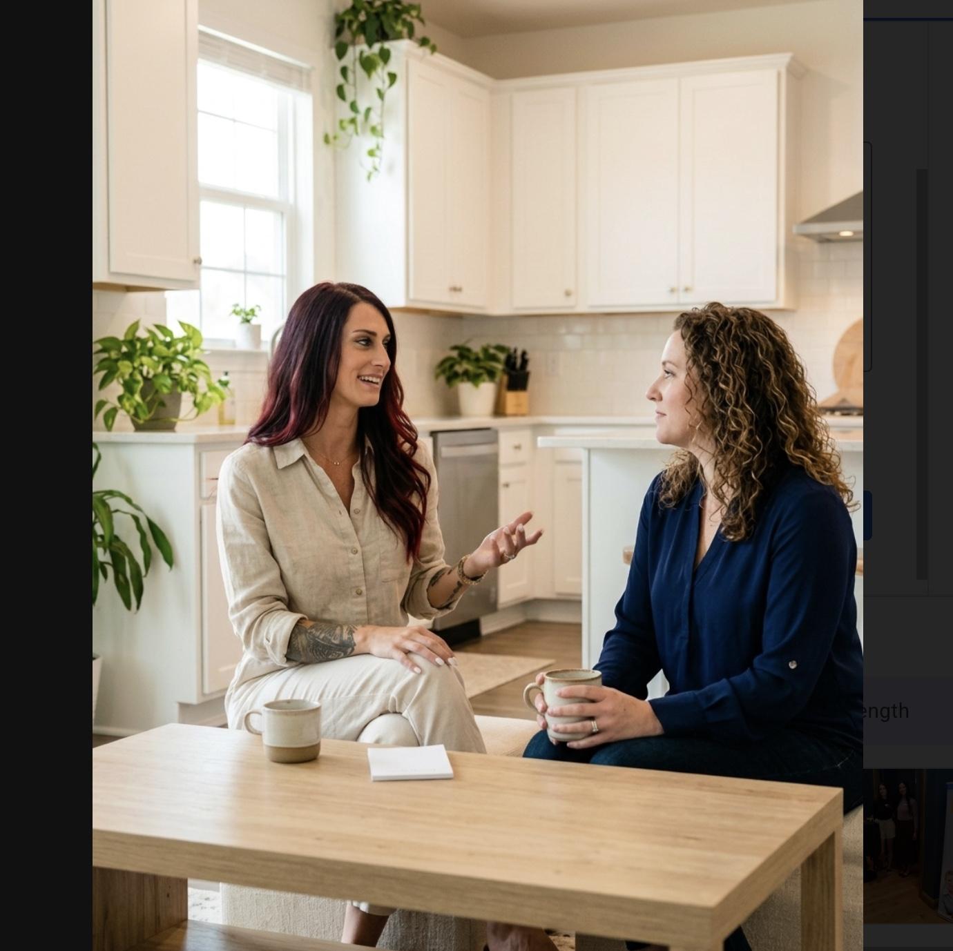 Jessica Cherie Blommaert meeting with a buyer client at the kitchen table